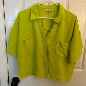 Lime green crop top button down shirt